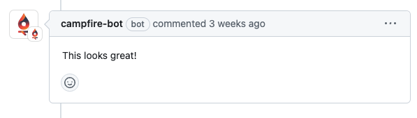 GitHub Bot commenting 'This looks great"!'